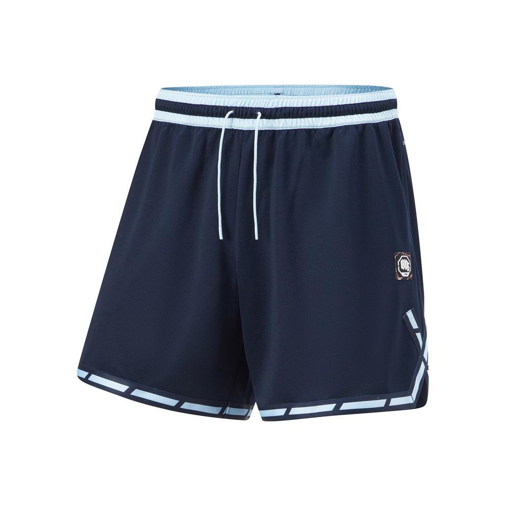 Li Ning Badfive Basketball Series Color Block Letter Mid Waist Drawstring Quick Dry Straight Casual Shorts Men Shorts Deep-Navy-Blue AAPU025-4