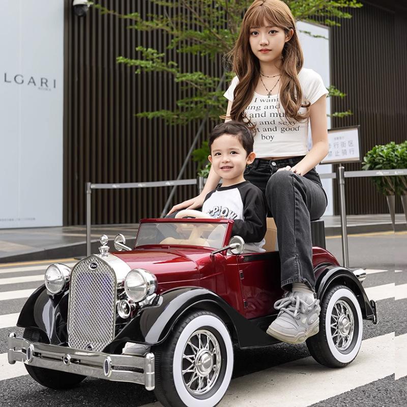 Детская электромобильная четырехколесная игрушечная коляска с дистанционным управлением, двумя приводами, Bluetooth, музыкой и светодиодными фонарями