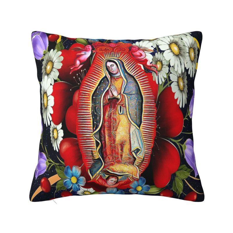The Virgin Mary Modern Throw Pillow Covers Decoration Christian Mexico Mexican Chair Cushion