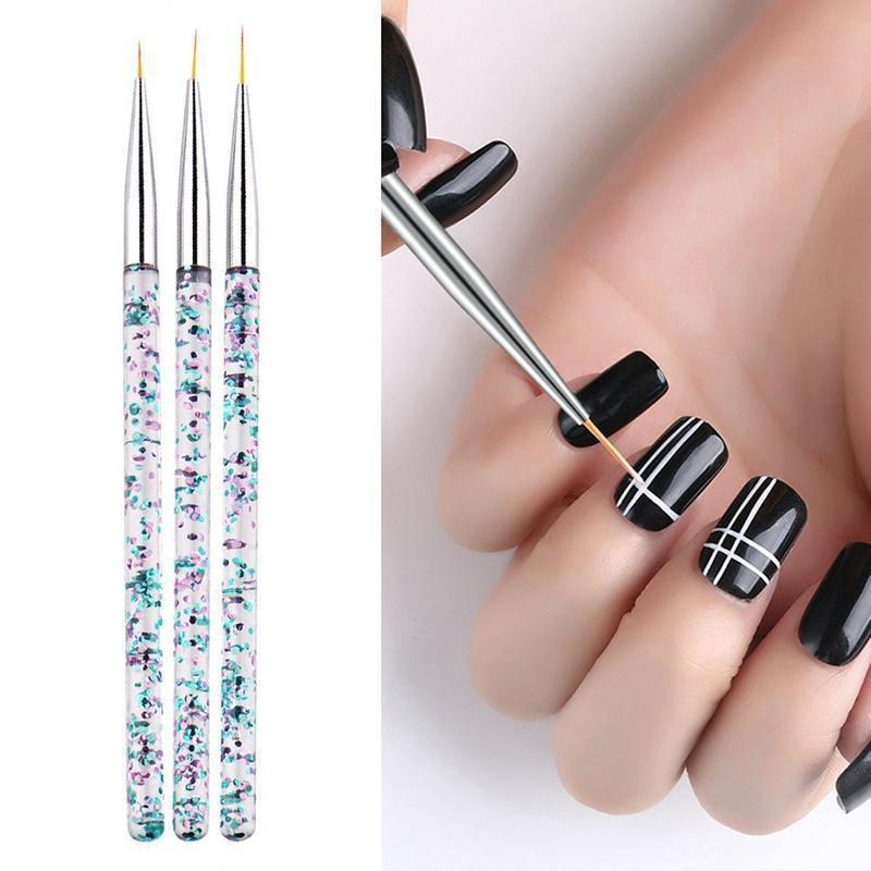 3 шт./компл., прозрачная ручка для дизайна ногтей, полосатая линия, кисть для рисования, акриловый узор, ручка для рисования своими руками, инструмент для маникюра