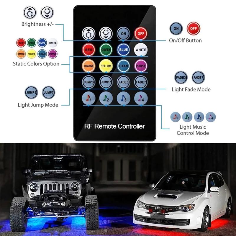 Светодиодные ленты для подсветки днища автомобиля RGB Неоновая подсветка днища Управление через приложение Пульт ДУ Мечтающий цвет Автомобильная декоративная атмосферная лампа для экстерьера