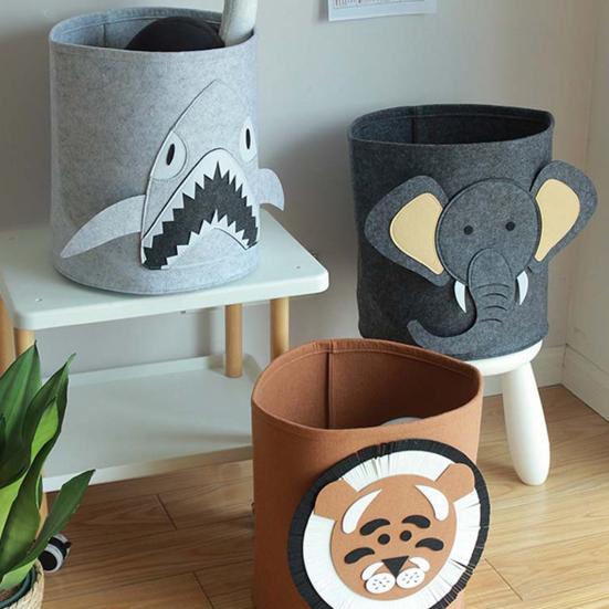 Корзина для белья с рисунком животных, компактная фетровая одежда, сумка для хранения игрушек для дома