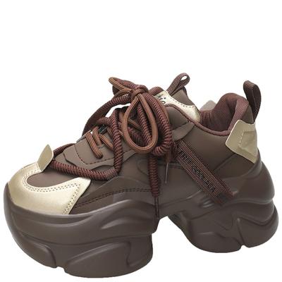 Мода 2024 Зимние Теплые Мягкие Кожаные Кроссовки Женские Спортивные Туфли На Высокой Платформе На Шнуровке 7 СМ Каблуки Меховые Зимние Туфли Женские