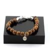 Stones and Minerals. Howlite Bracelet from the USA + 8 Mm Wooden Beads. Made In France.