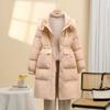 Женская куртка-пуховик с капюшоном, средняя и длинная, 2024, новая мода, тонкая талия, белое зимнее пальто на утином пуху, прилив