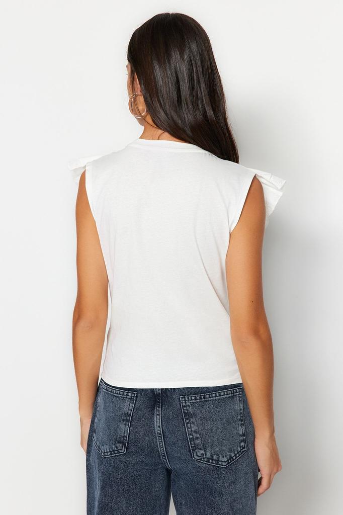 Women's Fashion New Blouse Black Embroidery Detailed Knitted Blouse