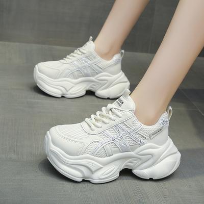 Платформенные кроссовки «папины кроссовки» женские 2025 новая летняя повседневная легкая сетчатая маленькая белая спортивная обувь ins трендовая повседневная обувь женская