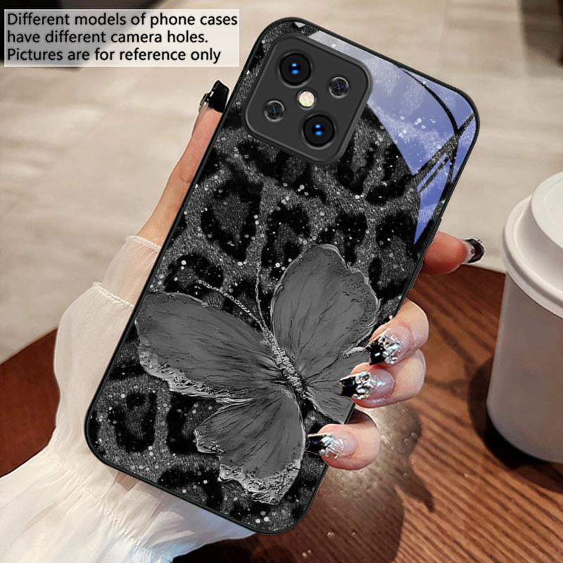 Леопардовая фиолетовая бабочка Для Oppo Find X5 X8 Pro X3 Lite A72 58 73 54S F11 79 Reno 6 4Z 5G Nord N200 Закаленное стекло Чехол для телефона