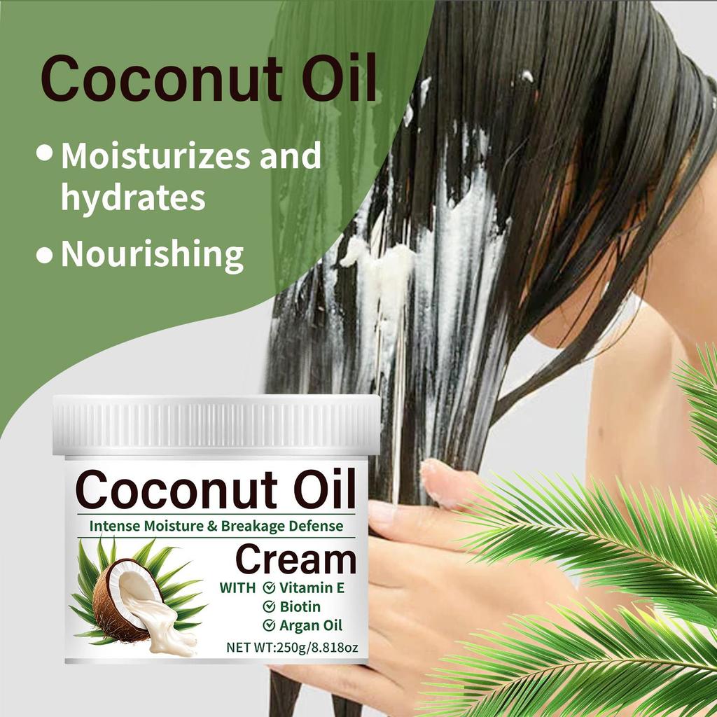 Coconut Oil Cream-Deeply Moisture & Strengthen Hair-Intense Moisture & Breakage Defense,250ml