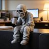 Жуткая фигурка скелета офисного работника, 3D-печать, сидящий, пьющий кофе, череп, настольное украшение для юмористического декора домашнего офиса, подарок