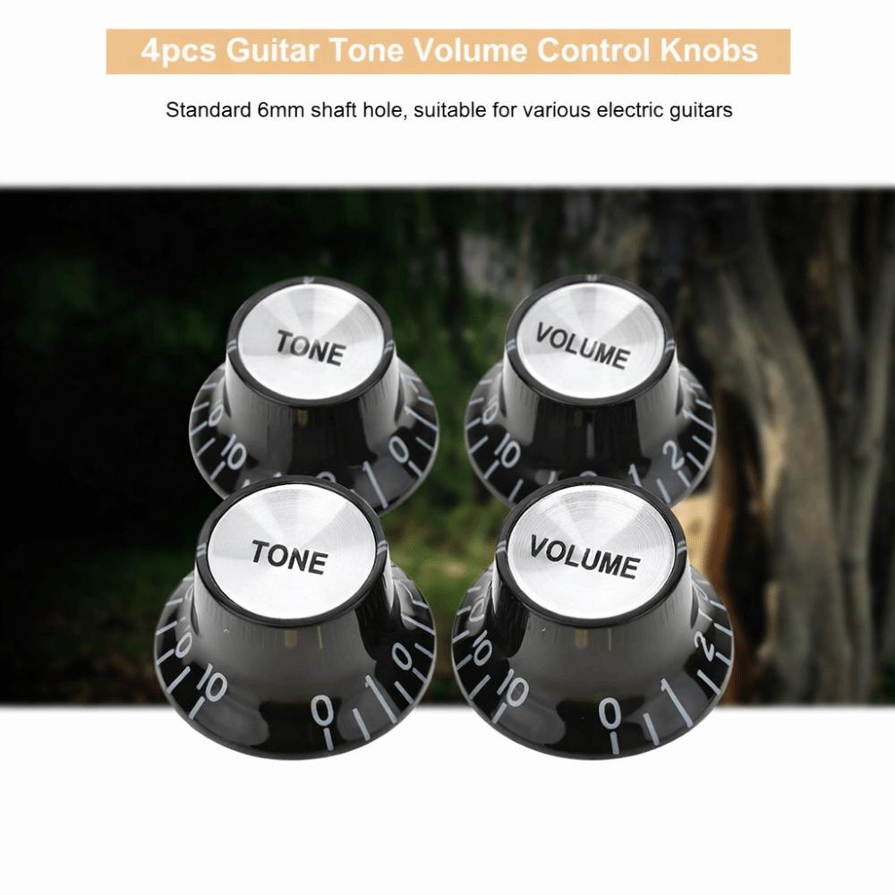 4Pcs Black Volume Control Knobs ABS And Aluminum Control Knobs Replacement Electric Guitars