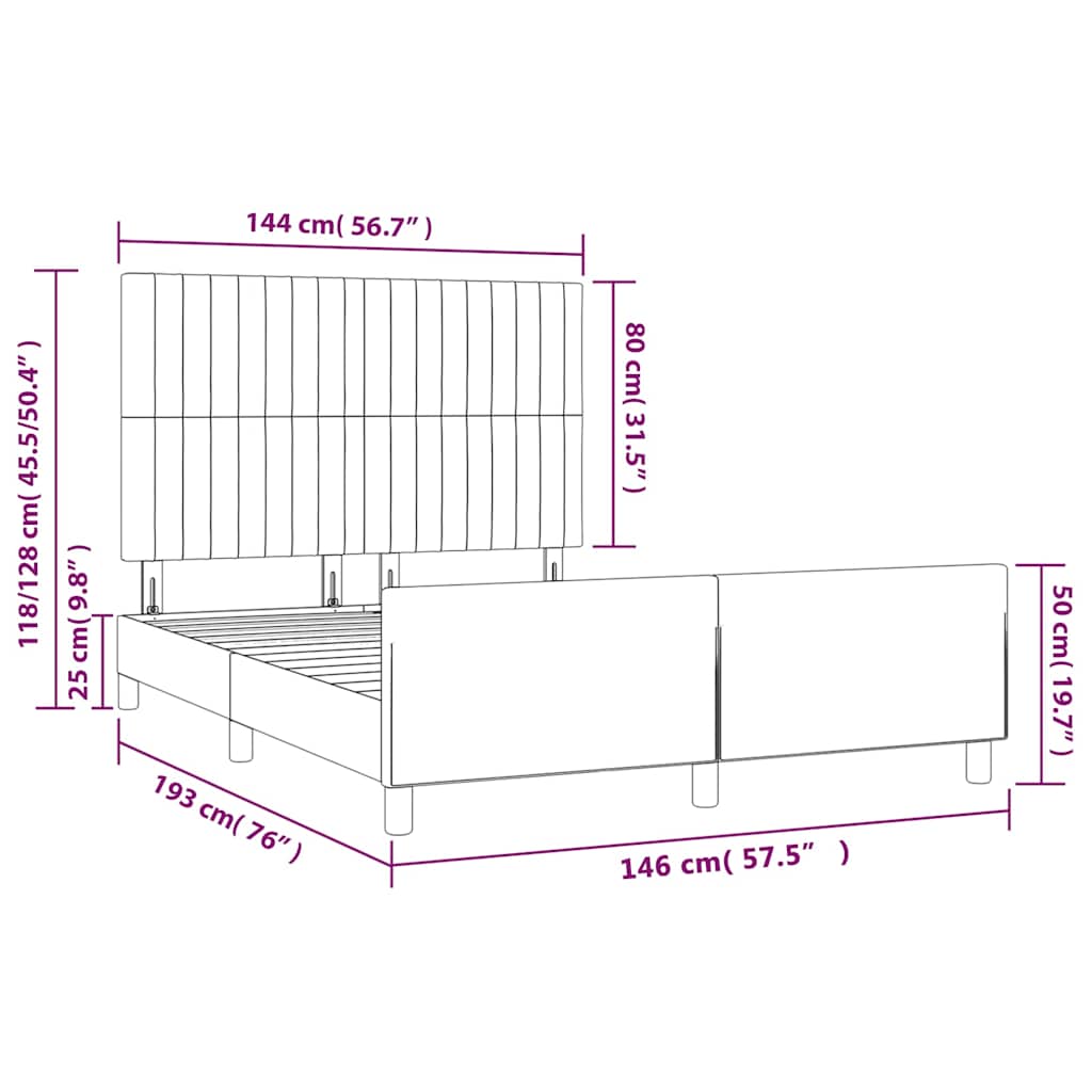 Bed Frame without Mattress Black 140 x 190 cm Fabric