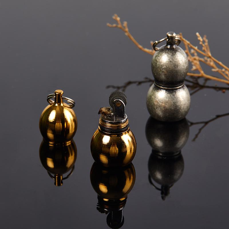 Mini Gourd Grinding Wheel Kerosene Lighter Creative Small Gourd Lighter Cigarette Accessories Mens Gadgets