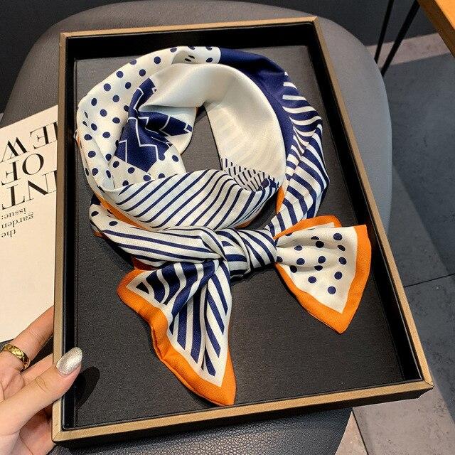 2021 модный шелковый шарф с цветочным принтом, женские длинные шарфы с тонкой шеей, офисная женская шаль, банданы, женская сумка, шарфы для волос, носовой платок