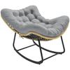 Rattan Rocking Chair Garden Lounger With Thick Cushions Garden Swing Up To 120 Kg Indoor Outdoor 87 X 110 X 70 Cm Gray