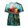 Jumeast 3D Rainforest Scarlet Macaw Printed Men T-shirts Grunge Y2K Unisex Baggy T Shirt 2000s Aesthetic Youth Clothing T-shirty
