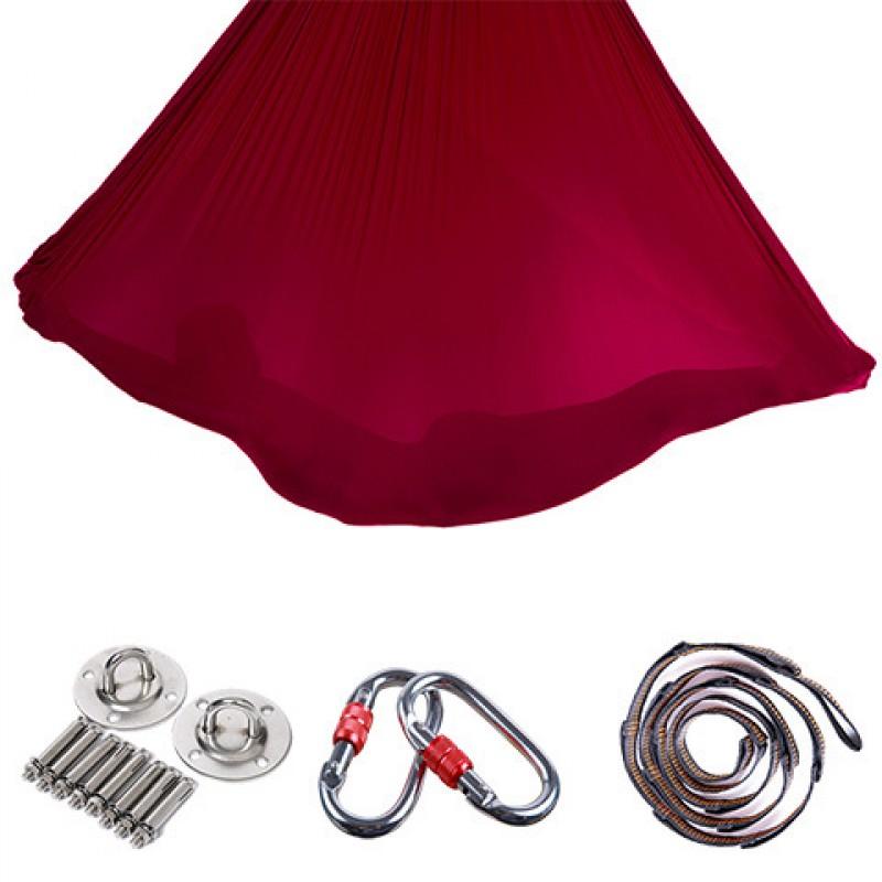 Aerial Yoga Hammock With Extension Straps Home Inversion Stretching Nylon Mesh Wide Elastic Unisex Fitness Accessory