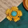Vintage Women Men Palace Style Turquoise Flower Brooch Pin Retro Classic Unisex Baroque Floral Badges Clothing Coat Corsages