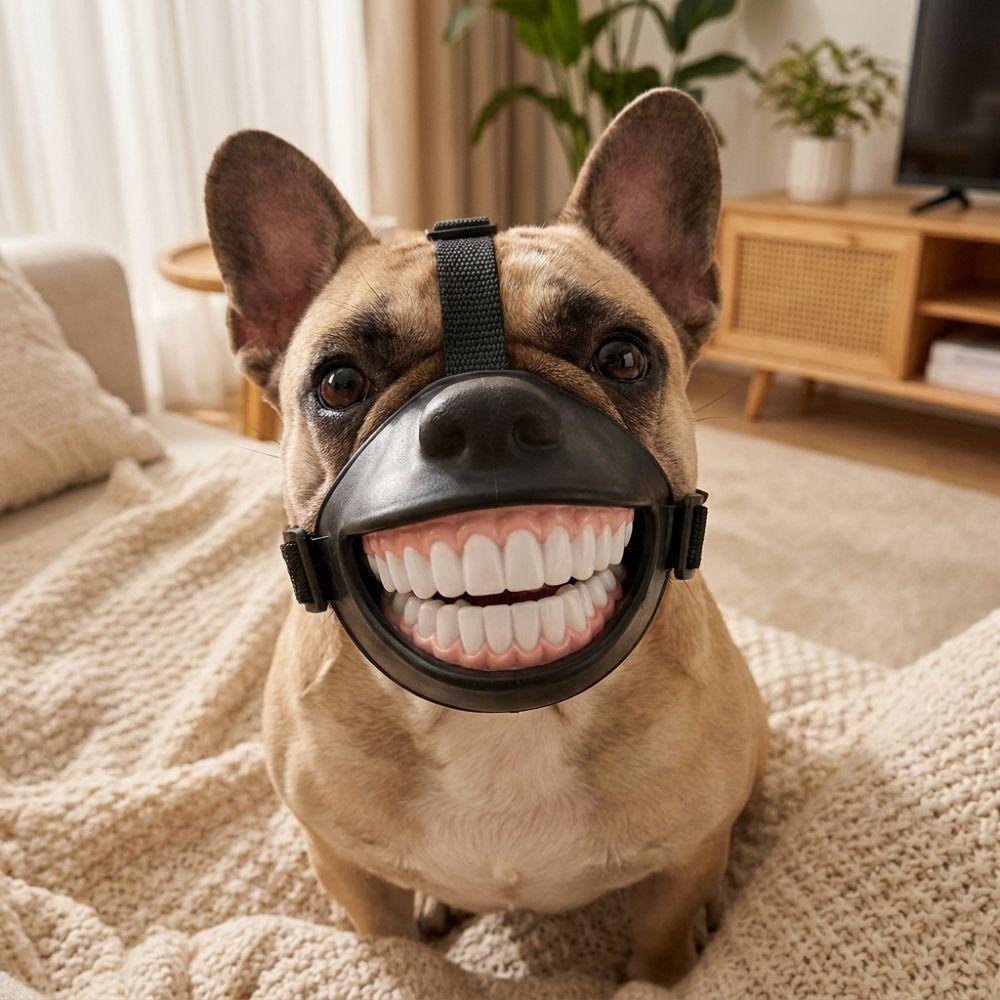 Anti-Bite Funny Grinning Dog Muzzle Anti-Scavenge Dog Photo Mouth Cover Party Costume