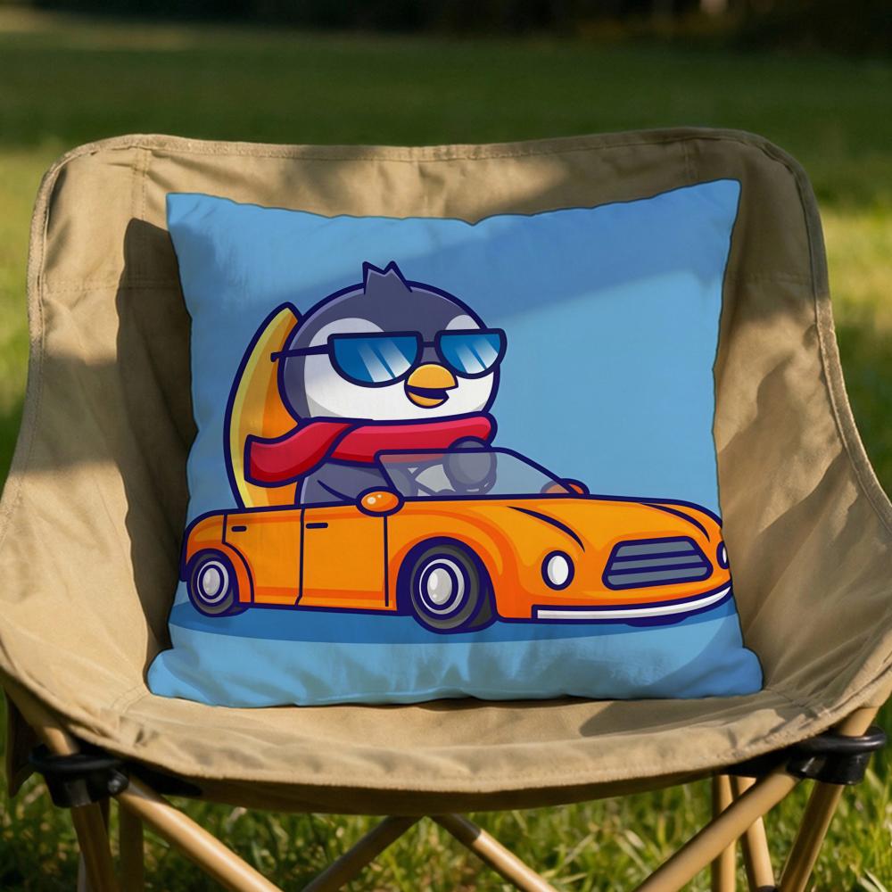 Cute Cartoon Penguin Cushion Cover Soft Reversible Durable Pillow Cover MultiScene Use for Home Car Daily Comfort