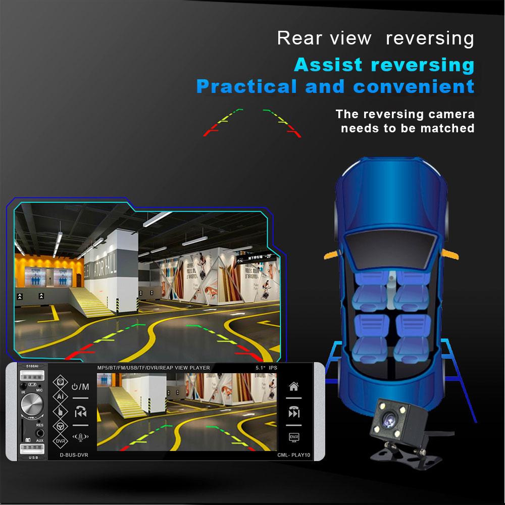 Podofo Универсальный 5,1-дюймовый автомобильный радиоприемник с одним Din, MP5-плеер, авторадио, голосовой помощник, сенсорный экран, Bluetooth, FM, AUX, USB, SD, автомобильный видеорегистратор, видеоплеер