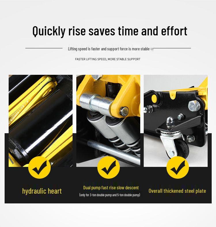 Ультранизкий 3-тонный гидравлический автомобильный домкрат с двойным насосом для ремонта автомобилей и замены шин
