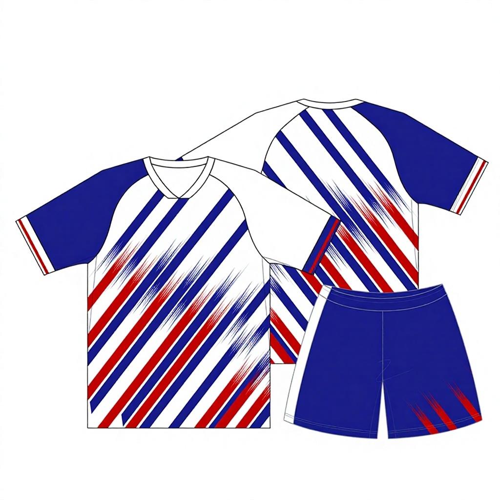 Breathable 100% Polyester Children's Summer Football Suit-Short Sleeve Printed Quick Dry Performance Sportswear
