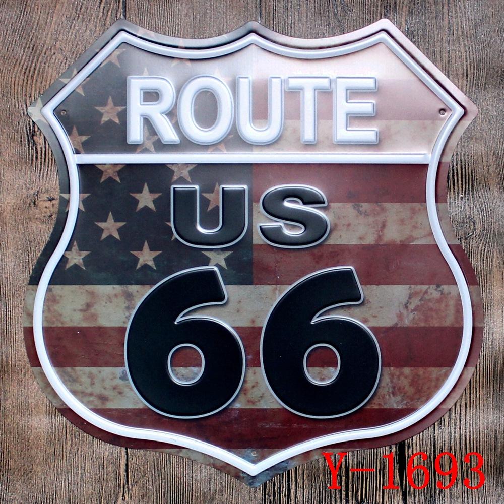 Irregular Shaped American 66 Iron Sheet Painting ,Frameless Hanging Painting ,Retro Decoration