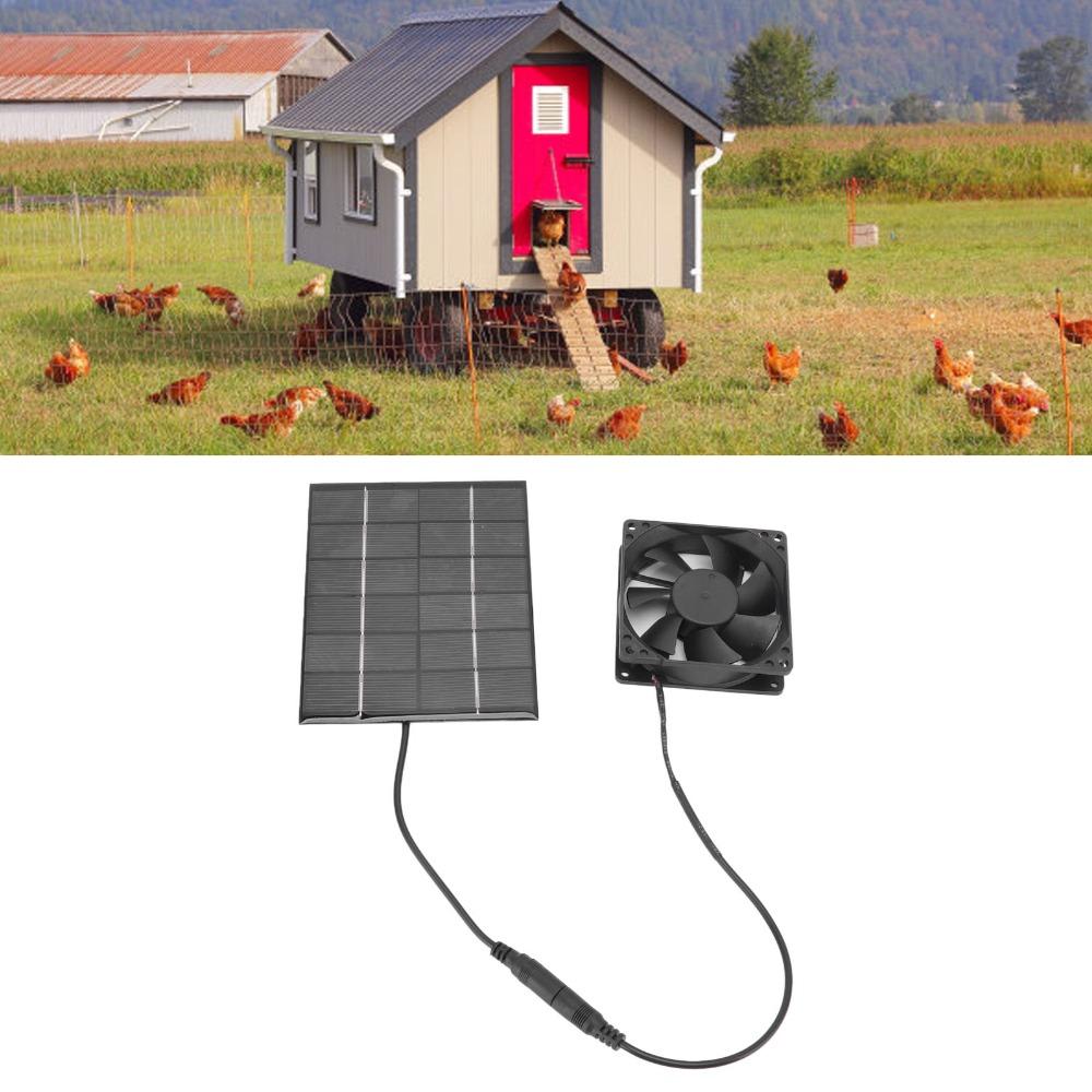 Black Solar Panel Fan Kit 2W, 6V Solar Powered Exhaust Fan  Plant Growing Area