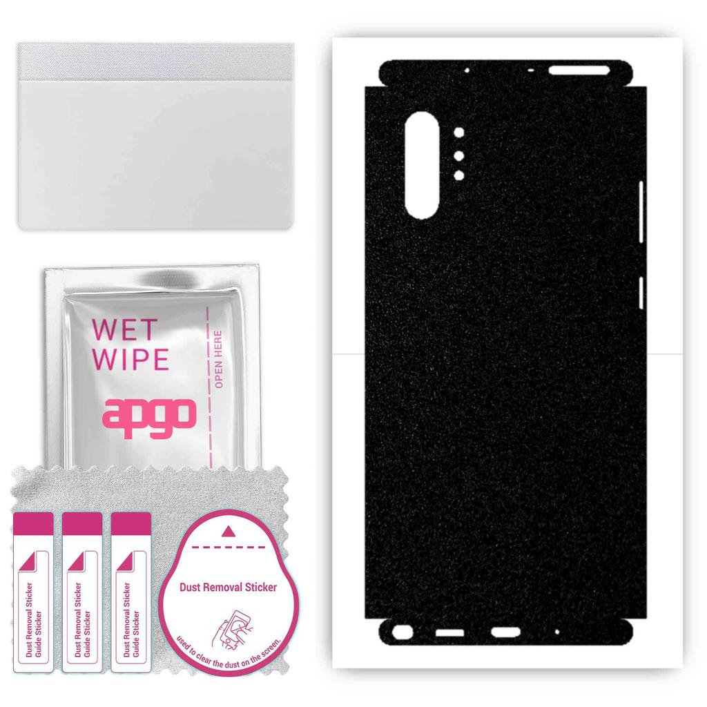 apgo Protective Skin Sticker for the Back+sides Compatible with Samsung Galaxy Note 10 Plus, Full Wrap Film, Foil, Vinyl - Pattern Matte Black