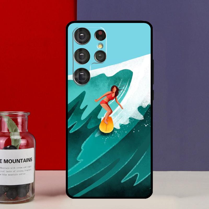 Чехол для телефона Samsung Galaxy S25 Ultra S9 S10 S20 S22 Plus S21 FE S23 S24 Ultra с изображением доски для серфинга, серфинга, девушки-серфера