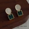 Mid-ancient style contrasting color enamel colored treasure pendant earrings, retro diamond-encrusted earrings, advanced court style commuting tempera