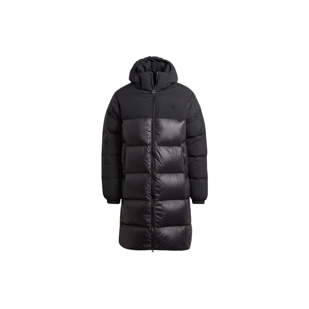 Adidas Оригинальный трилистник, сращенный дизайн, куртка-пуховик средней длины с капюшоном, мужская верхняя одежда, черный HL9209