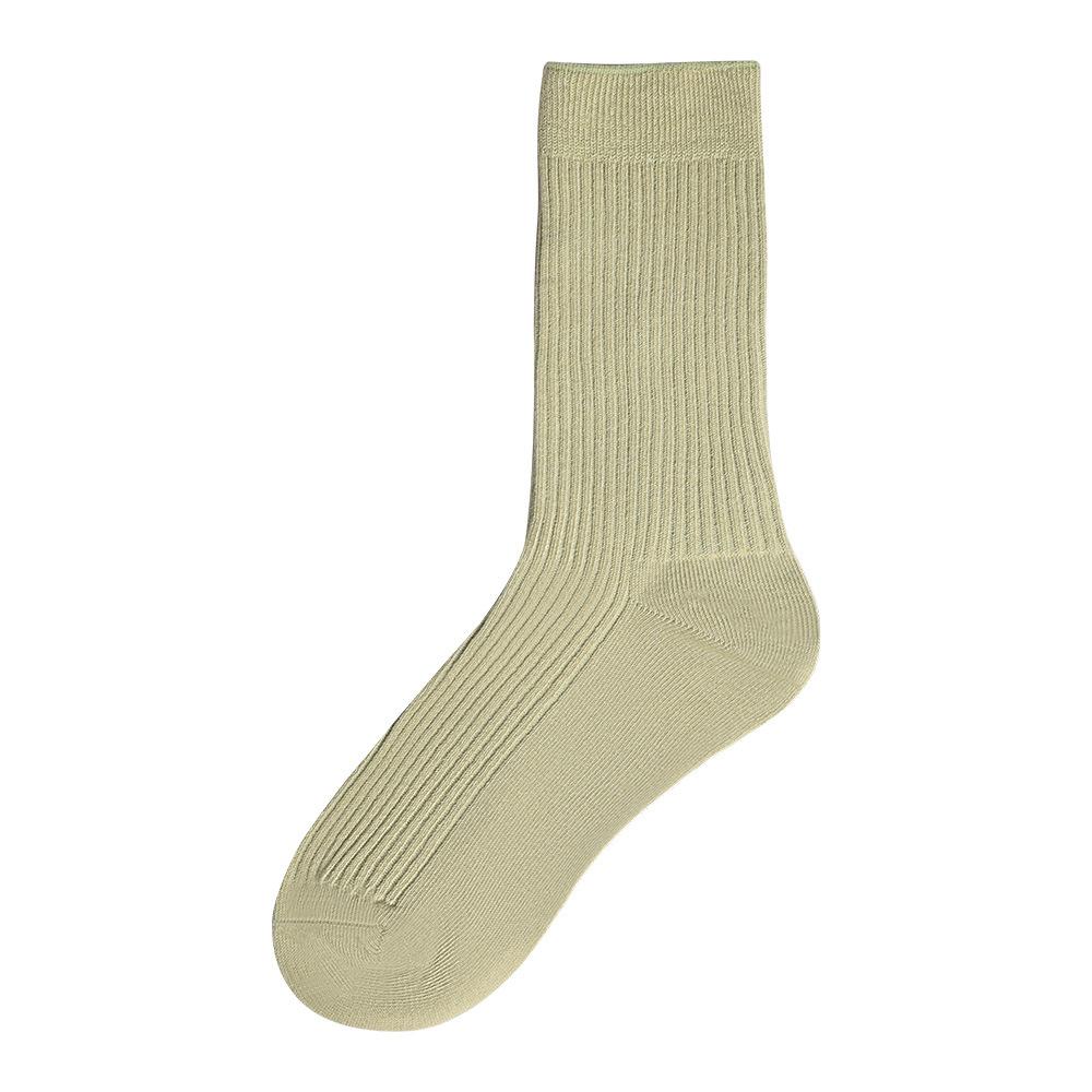 Women's Spring and Autumn Pure Cotton Antibacterial Sweat Absorbing Solid Color Breathable Mid Calf Sports Socks