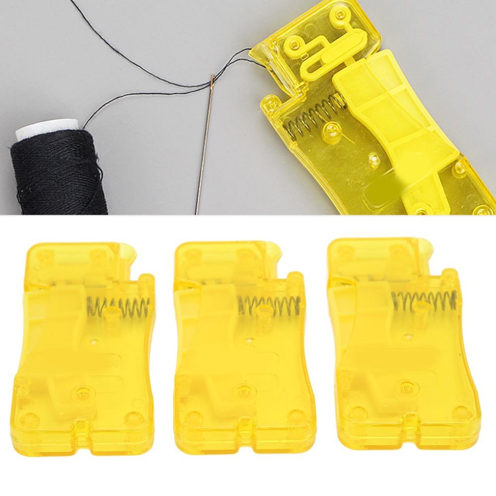 3pcs Plastic Plastic Needle Threader Yellow Self-Thread Guide Simple Needle Threader Household Use