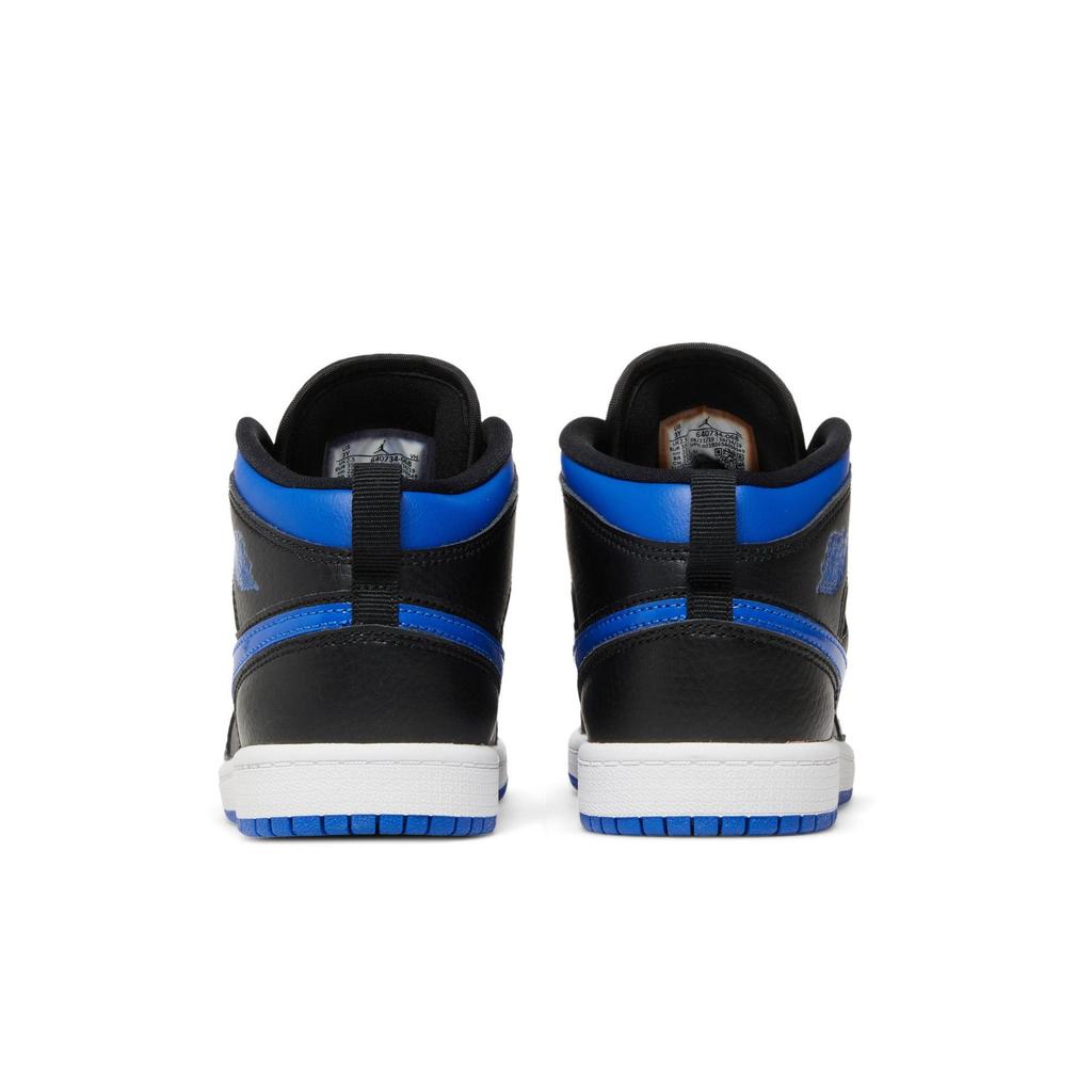 Air Jordan 1 Mid PreSchool 'Royal' 2020 (Unisex) Black / Hyper Royal / White Kids' Basketball Shoes 640734 068