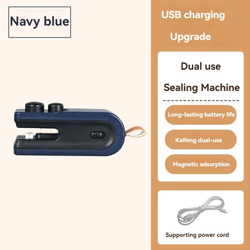 2 In 1 Mini Bag Sealer USB Rechargeable Chip Bag Sealer Heat Seal  Portable Handheld Vacuum Food Sealer Bag B