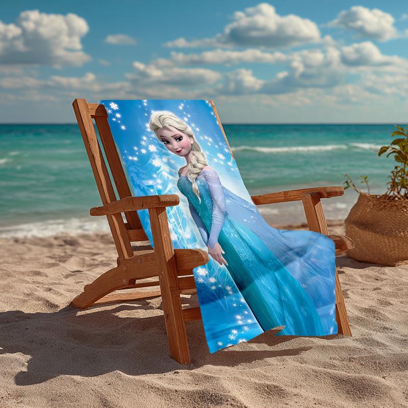 Ultra-Soft Beach Towel with Elsa Theme,Ideal for Pool - Camping, Diving - Perfect Travel Essential, Vibrant Beach Towel.