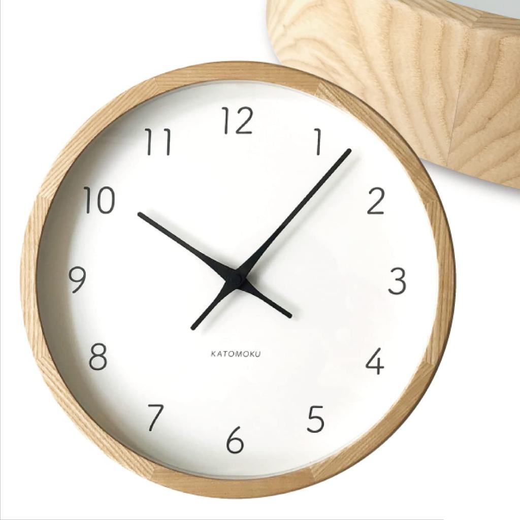 KATOMOKU Muku Clock 7 Natural Wall Clock Continuous Second Hand Movement Controlled km-60NARC 306mm (Radio Clock)
