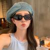 Korean Style Painter Hat Newsboy Cap Octagonal Hat Personality Denim Beret  Ladies