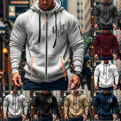 Мужская спортивная повседневная толстовка с капюшоном, кардиган с капюшоном на молнии, многокарманное пальто с капюшоном