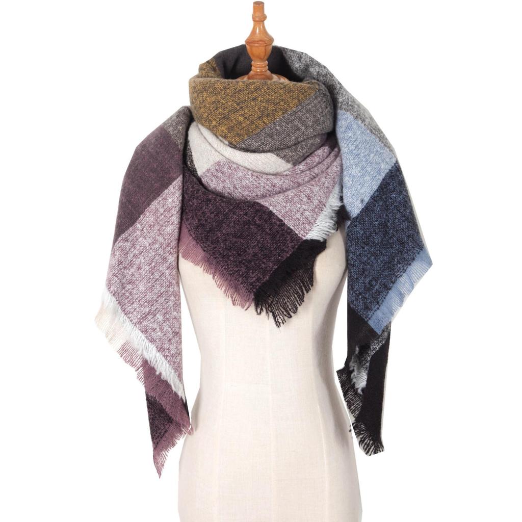 European and American Style Large Check Triangle Snood Scarf - Spring, Autumn, Winter
