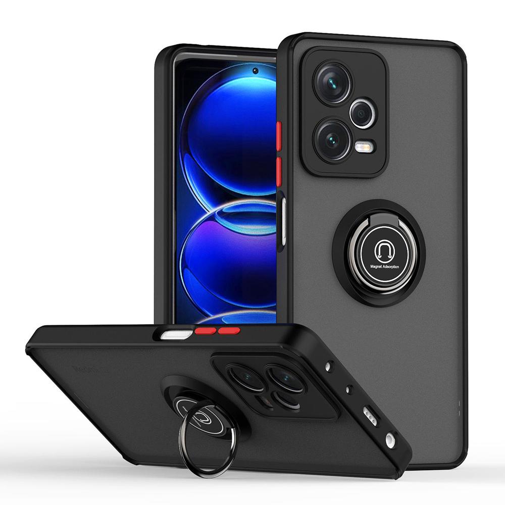 KEYSION Матовый чехол для Redmi Note 12 Pro + 5G, прозрачный силиконовый + подставка для кольца из поликарбоната, противоударный чехол для телефона для Xiaomi POCO X5 Pro 5G