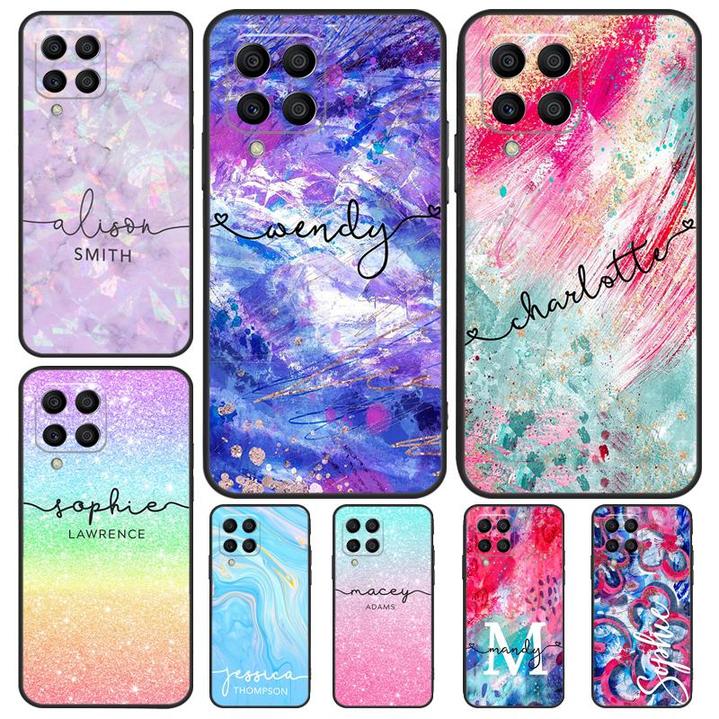 Personalised Name Watercolour Case For Samsung Galaxy M20 M14 M34 M54 M13 M23 M33 M53 M21 M51 M30s M31s M12 M32 M52 Cover