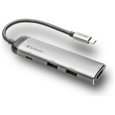 Адаптер-хаб Verbatim USB-C - USB-C/ 2x USB-A 3.0/ HDMI Алюминиевый/Aluminum 49140