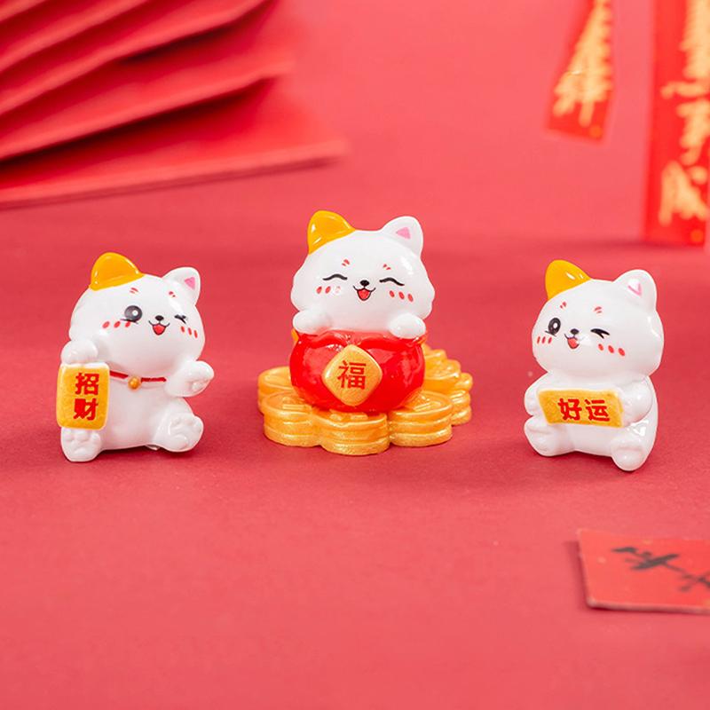 Cute Cat Mini Figurines Cartoon Lucky Cat Small Ornaments Creative Mascot Landscape Decoration Home Decoration Toys Gifts