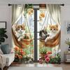 2 шт. - Очаровательные шторы с принтом кошек и цветов, шторы с кулиской, для спальни и гостиной, украшение дома, украшение комнаты