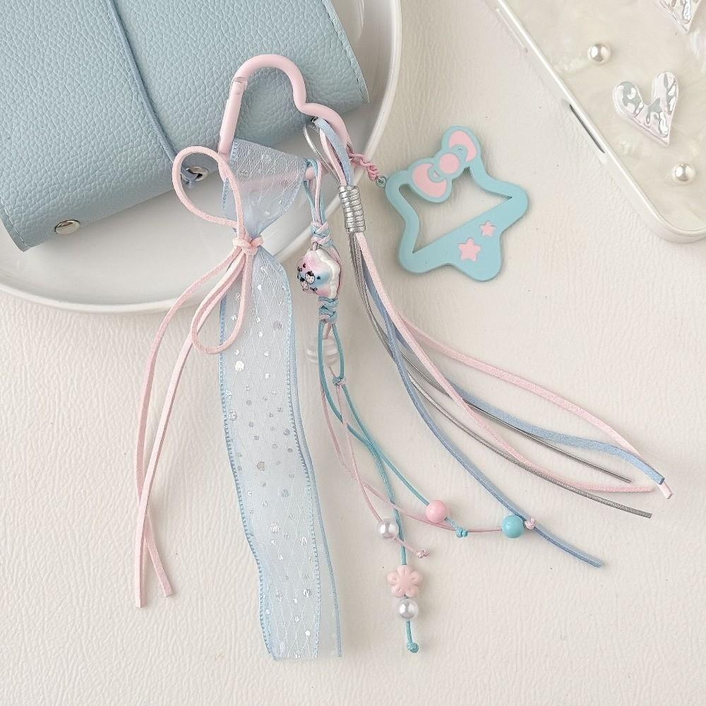 Glitter Resin Phone Charms Heart Shape Keychain Bag Pendant Key Ring Beach Vacation