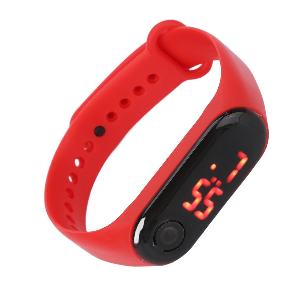 Mini Children Electronic Watch Red LED Simple Student Sports Electronic Watch with Silicone Watch Band Red