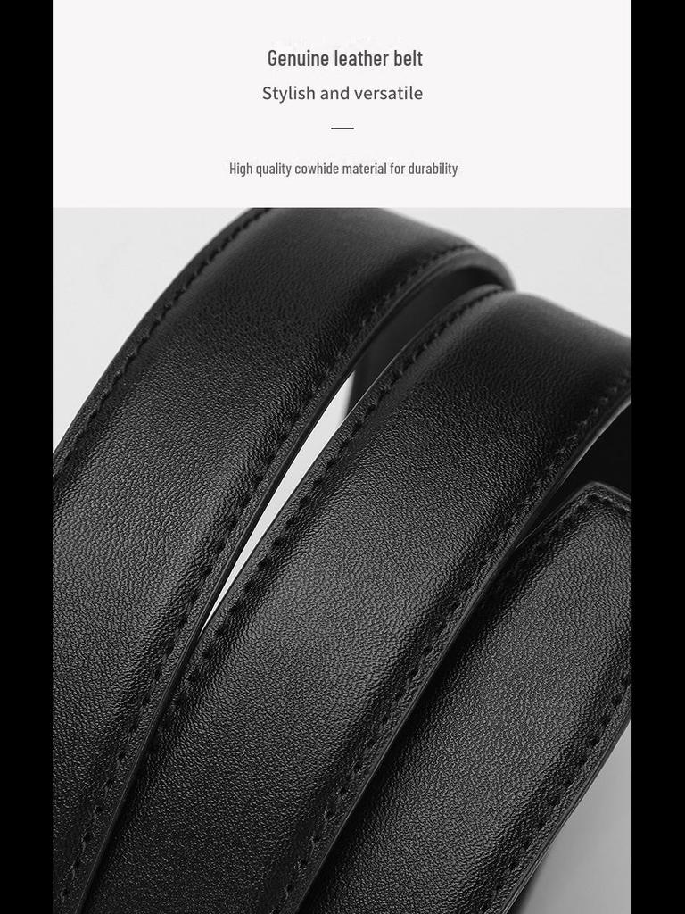 Genuine Cowhide Retro Carved Women's Belt - Simple Literary Style for Denim Casual Wear